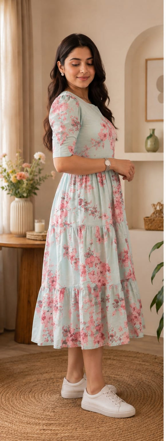 🌸 Elegant Floral Rayon One-Piece Feeding Gown 🤱✨