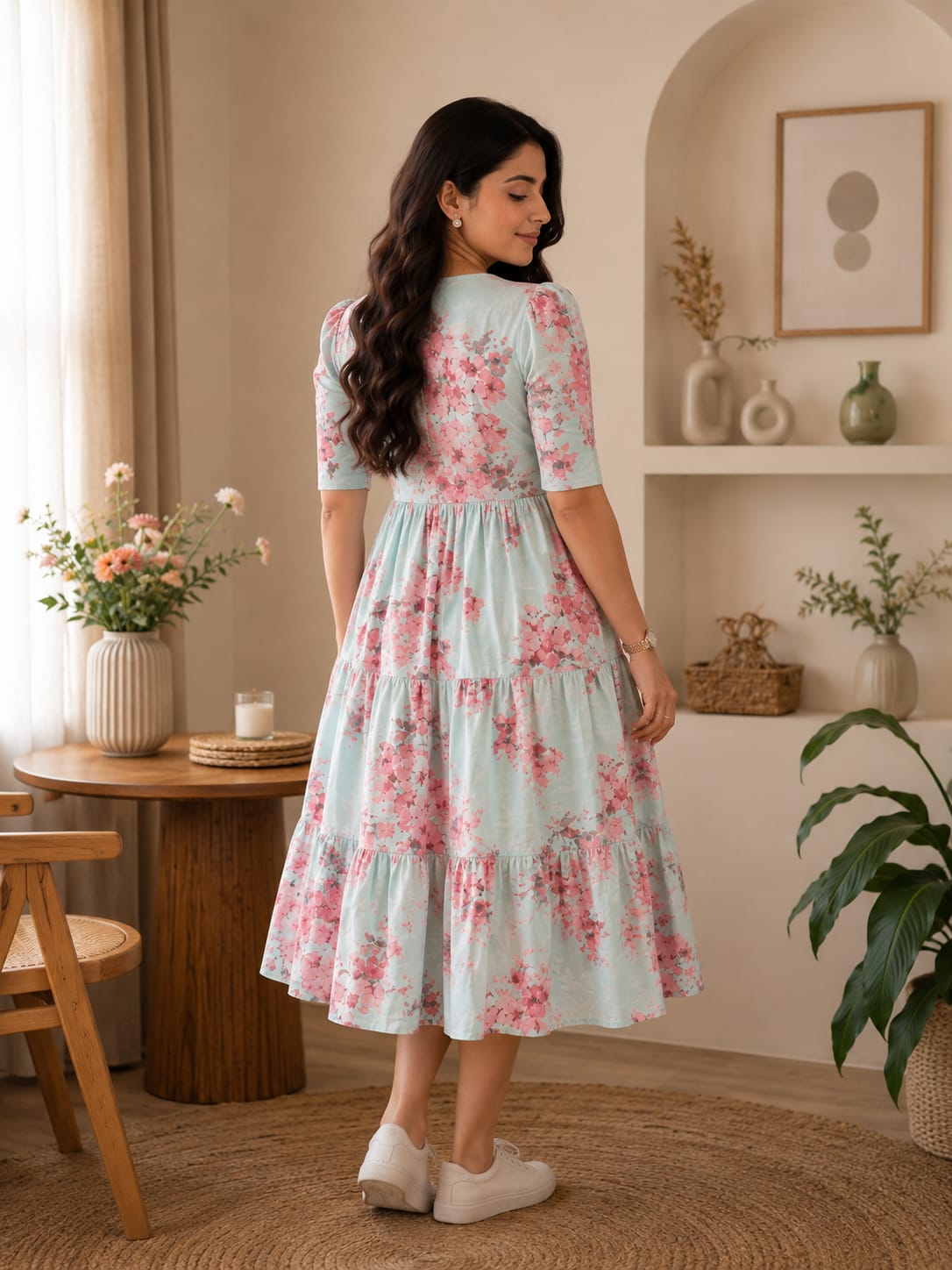 🌸 Elegant Floral Rayon One-Piece Feeding Gown 🤱✨
