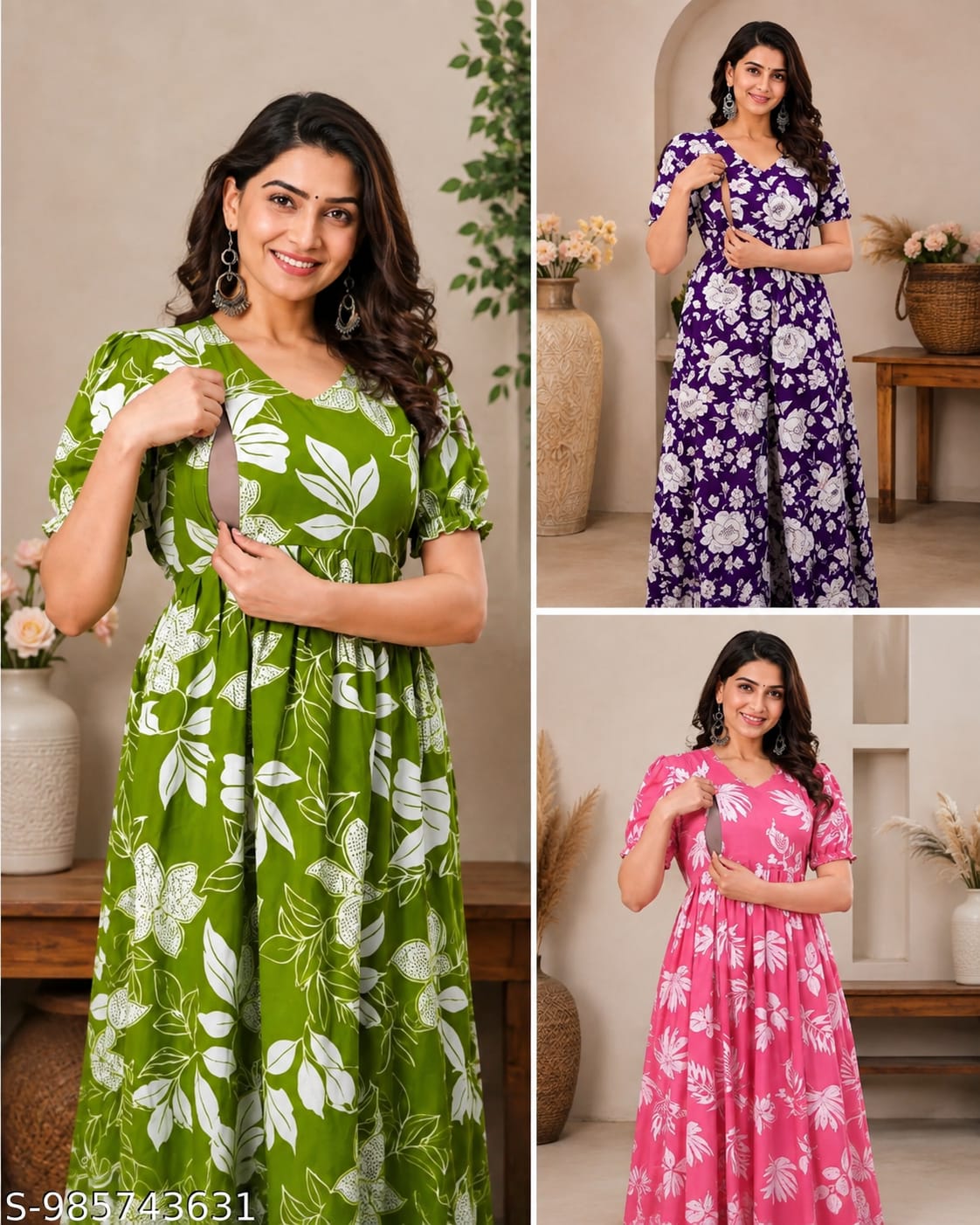 Floral Rayon Feeding Gown